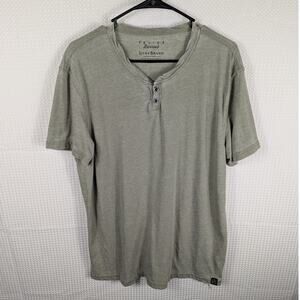 Lucky Brand L Shirt Men's Burnout Henley Olive Green Casual Tee Venice Fit